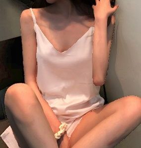 Sexy Regular Fit Plain V Neck Two-Piece Set, Pajamas, color:Pink|size:XXL, Noracora