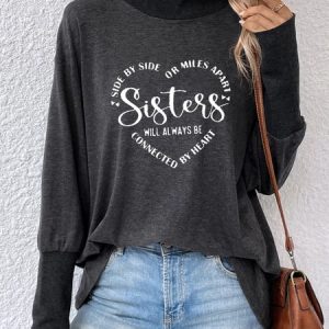 Casual Turtleneck Jersey T-Shirt, T-shirts, color:Deep Gray|size:XXL, Noracora
