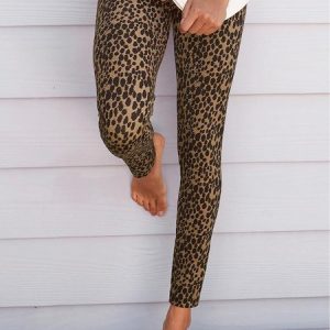 Leopard Tight Casual Leggings, Leggings, color:Leopard|size:XXL, Noracora