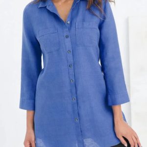 Basic Linen Shirt Collar Blouse, Blouses & Shirts, Roselinlin - Online Catalog