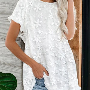 Women's Lace Tassel Casual Comfort Top, Blouses, color:White|size:XXL, Noracora