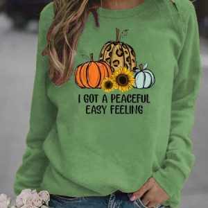 Casual Halloween Loose Crew Neck Sweatshirt, Hoodies & Sweatshirts, color:Aqua|size:3XL, Noracora