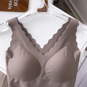 Plain Casual Sports Bra, Lingeries, color:Coffee|size:XL, Noracora