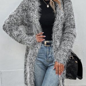 Casual Mohair Long sleeve Loose Sweater Coat Cardigan, Cardigans, color:Gray|size:XXL, Noracora