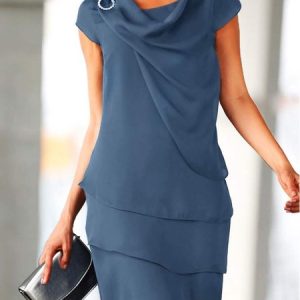 Flouncing Loose Casual Dress, Short, color:Deep Blue|size:XXL, catalog Noracora shop