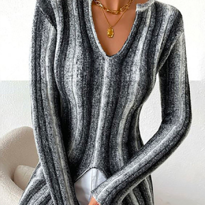 Casual Striped Regular Fit Top, Blouses, color:Black|size:XXL, Noracora