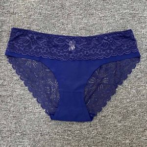 Sexy Lace Breathable Brief Plus Size, Lingeries, color:Dark_blue|size:XL, Noracora