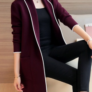 Plain Long Sleeve Casual Pockets Kimono, Kimono, color:Wine Red|size:3XL, Noracora