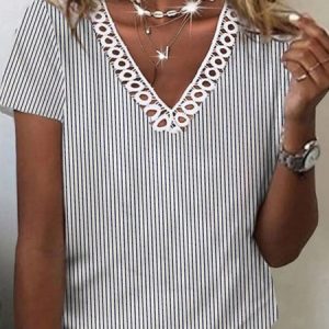 V Neck Casual Loose Shirt, Blouses, color:White|size:XXL, Noracora