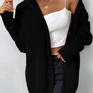 Others Casual Cardigan, Cardigans, color:Black|size:XL, Noracora