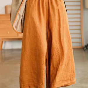 Casual Cotton Regular Fit Plain Pants, Pants, color:Orange|size:4XL, Noracora