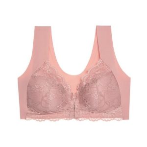 Lace Plain Casual Bra & Bralette, Lingeries, color:Pink|size:5XL, Noracora