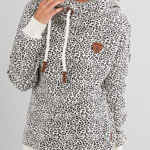 White Hoodie Long Sleeve Polka Dots Sweatshirt, Hoodies & Sweatshirts, color:White|size:XXL, Noracora