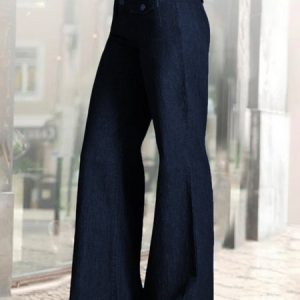 Loose Plain Casual Casual Pants, Pants, color:Blue|size:XXL, JustFashionNow