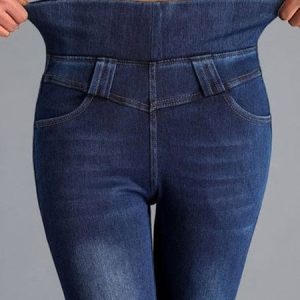 Casual Plain Denim Loose Jeans, Denim&Jeans, color:Deep Blue|size:XXL, Noracora