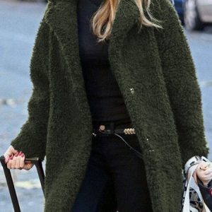 Coral velvet casual Coat, Coats, color:Green|size:XXL, Noracora