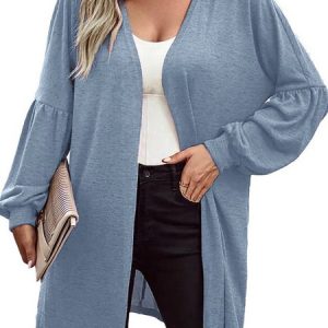 Loose Others Plain Casual Kimono, Kimono, color:Sky Blue|size:3XL, Noracora