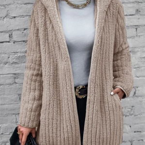 Fluff/Granular Fleece Fabric Teddy Jacket, Coats, color:Khaki|size:XXL, Noracora