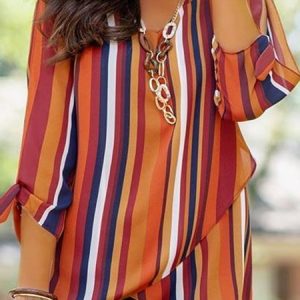 Loose Casual Shirt, Blouses, color:Multicolor|size:XXL, Noracora