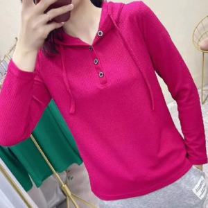 Plain Hoodie Long Sleeve Casual Hoodie Sweatshirt, Hoodies & Sweatshirts, color:Deep Pink|size:5XL, Noracora