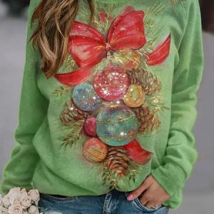 Loose Christmas Casual Jersey Sweatshirt, Hoodies & Sweatshirts, color:Multicolor|size:XXL, Noracora