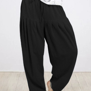 Plain Casual Loose Pants, BOTTOM, color:Black|size:4X, Noracora