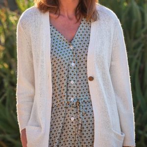 Plain Pockets Long Sleeve Casual Buckle Cardigan, Cardigans, color:White|size:XXL, Noracora