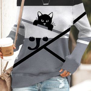 Loose Jersey Casual Crew Neck Sweatshirt, Hoodies & Sweatshirts, color:Multicolor|size:XXL, Noracora