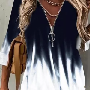 Ombre Casual Tunic Top, Tops, color:Multicolor|size:3XL, Noracora