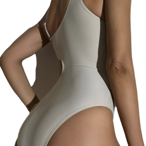 Buckle Vacation Plain One-Piece, One-pieces, color:Khaki|size:L, Noracora