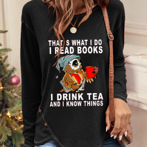 That's What I Do I Read Books Casual T-Shirt, Blouses, color:Black|size:XXL, Noracora