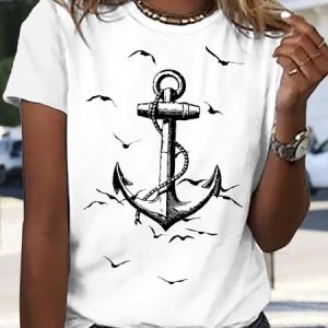 Casual Crew Neck Jersey Printed T-Shirt, T-shirts, color:White|size:XXL, catalog Noracora shop