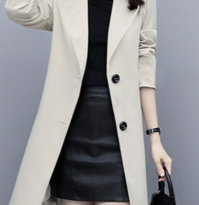 Plain Long Sleeve Casual Buckle Trench Coat, Trench coat, color:Beige|size:4XL, Noracora
