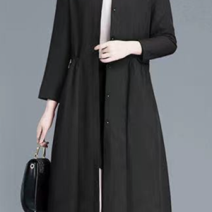 Buckle Pockets Plain Long Sleeve Casual Trench Coat, Trench coat, color:Black|size:5XL, Noracora
