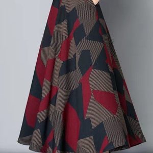 Color Block Casual Loose Skirt, Skirts, color:Red|size:3XL, Noracora