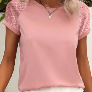 Plain Split Joint Jersey T-Shirt, T-shirts, color:Coral|size:XXL, Noracora