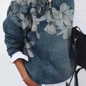 Loose Casual Crew Neck Tops, Blouses, color:As Picture|size:3XL, Noracora