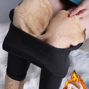 Casual Plain Winter Natural Micro-Elasticity Tight Warmth Standard Soft Clouds Legging for Women, Leggings, color:Black|size:XXL, Noracora