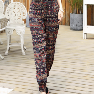 Casual Floral Loose Pants, Pants, color:Red|size:3XL, Noracora