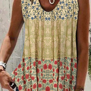 Casual Floral Tank Top, Tanks & Camis, color:Yellow|size:XXL, Noracora