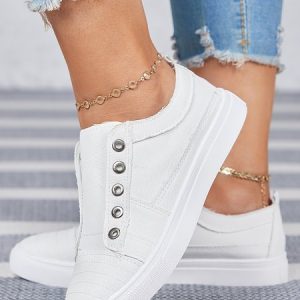 Women's Casual Slip On Canvas Shoes, Sneakers&Athletic, color:White|size:43, catalog Noracora shop