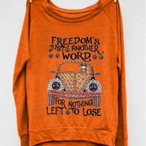 Printed Long Sleeve Crew Neck  Top, Blouses, color:Orange|size:3XL, Noracora