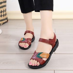 Leaf PVC Ankle Strap Sandals, Sandals, color:Brown|size:43, Noracora