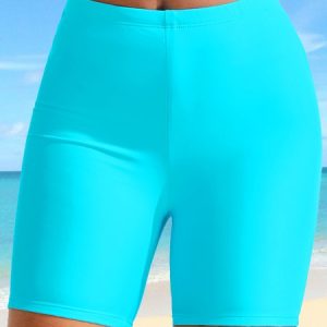 Simple Plain Bikini Bottom, Swim Shorts, color:Lake Blue|size:S, Noracora