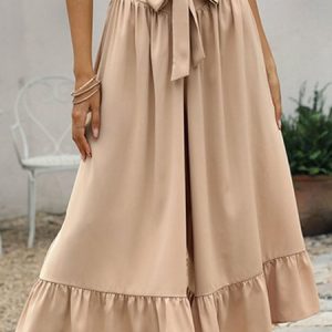 Loose Plain Urban Pants, Pants, color:Khaki|size:L, Noracora