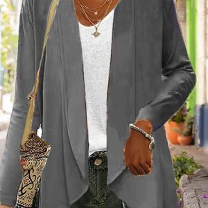 Casual V Neck Plain Jersey Kimono, Kimono, color:Gray|size:XXL, Noracora