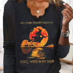 V Neck Casual Halloween T-Shirt, T-shirts, color:Black|size:3XL, Noracora