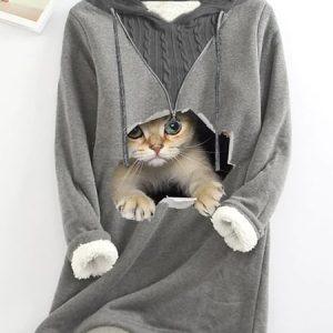 Drawstring Animal Loose Casual Sweatshirt, Hoodies & Sweatshirts, color:Gray|size:XXL, Noracora