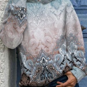 Casual Ethnic Hoodie Sweatshirt, Hoodies & Sweatshirts, color:Multicolor|size:XXL, Noracora