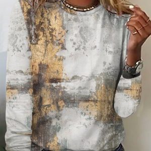 Abstract Jersey Loose T-Shirt, T-shirts, color:White|size:XXL, Noracora
